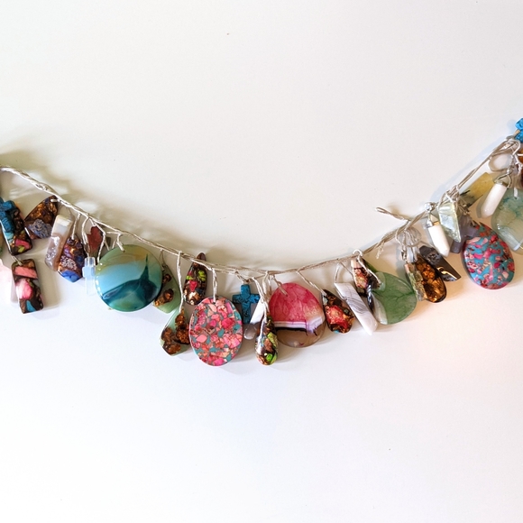 Handmade Garland of Quartz Crystals, Polished Rocks, Minerals, Colorful Pendants - Picture 2 of 7
